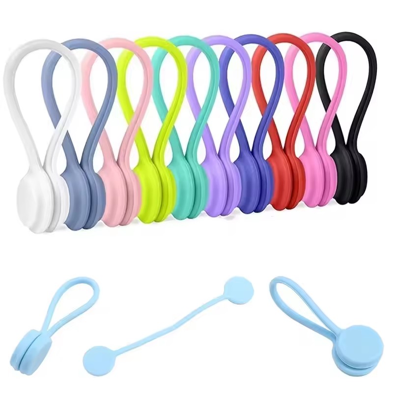 Gear Tie Reusable - روابط كابلات مغناطيسية من السيليكون، روابط