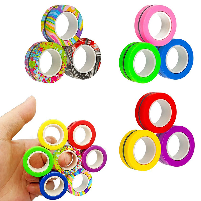 Fidget Spinner Bearing - 3 قطعة خواتم مغناطيسية الإصبع الملونة