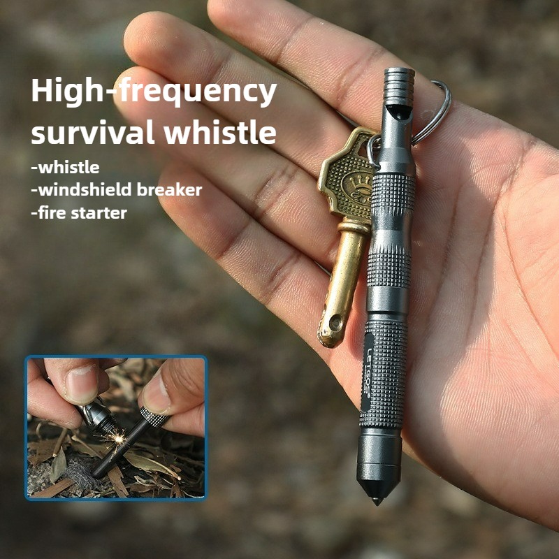 Ferro Rod Striker - صافرة نجاة متعددة الوظائف عالية التردد،